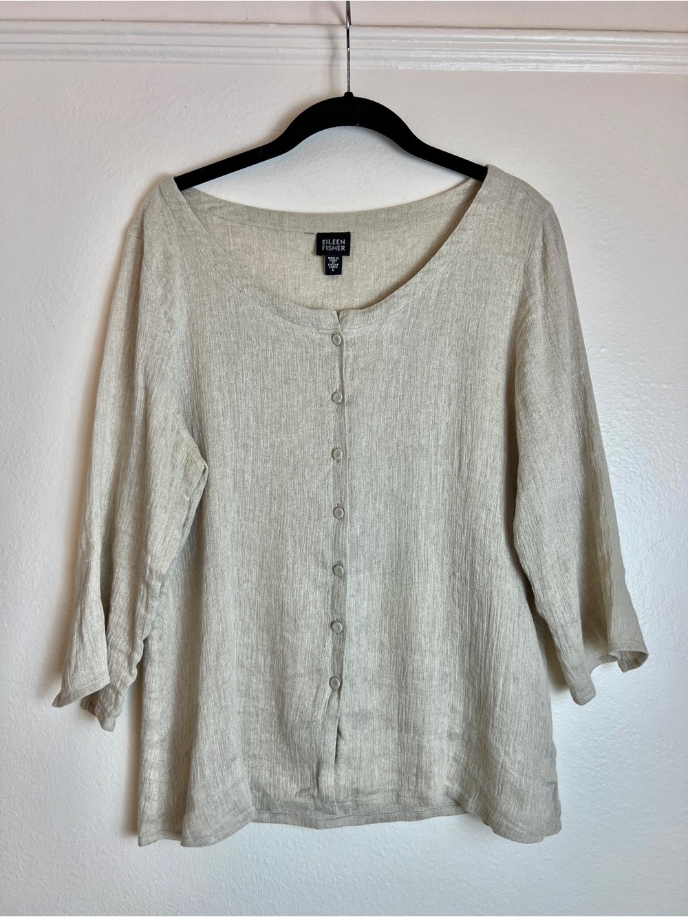 Eileen Linen/Cotton Blend Button Up Short Sleeve Top